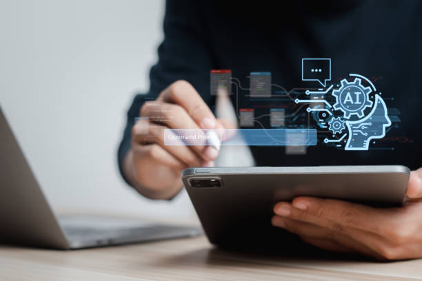 Persona usando Inteligencia Artificial en una tablet